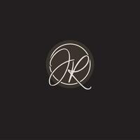 Initials JR logo monogram with simple circle line style vector