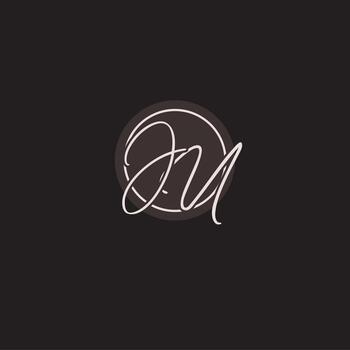 Initials JU logo monogram with simple circle line style vector