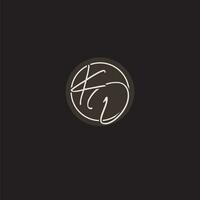 Initials KD logo monogram with simple circle line style vector