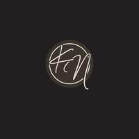 Initials KN logo monogram with simple circle line style vector