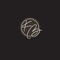 Initials KB logo monogram with simple circle line style vector