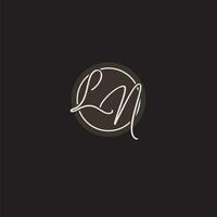 Initials LN logo monogram with simple circle line style vector