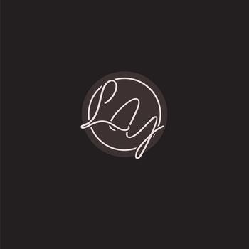 Initials LY logo monogram with simple circle line style vector