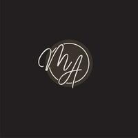 Initials MA logo monogram with simple circle line style vector