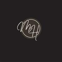 Initials MH logo monogram with simple circle line style vector