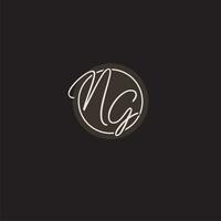 Initials NG logo monogram with simple circle line style vector