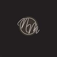 Initials NM logo monogram with simple circle line style vector