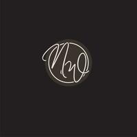 Initials NW logo monogram with simple circle line style vector