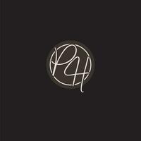 Initials PH logo monogram with simple circle line style vector