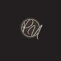 Initials PU logo monogram with simple circle line style vector