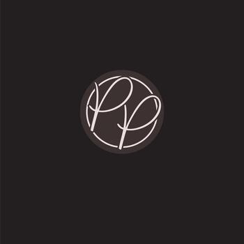 Initials PP logo monogram with simple circle line style vector
