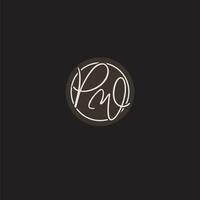 Initials PW logo monogram with simple circle line style vector