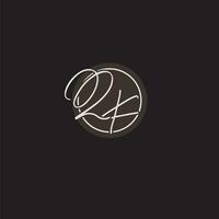 Initials QK logo monogram with simple circle line style vector