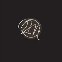 Initials QN logo monogram with simple circle line style vector
