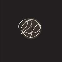 Initials QP logo monogram with simple circle line style vector