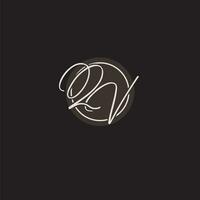 Initials QV logo monogram with simple circle line style vector