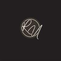 Initials RU logo monogram with simple circle line style vector