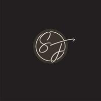 Initials SF logo monogram with simple circle line style vector
