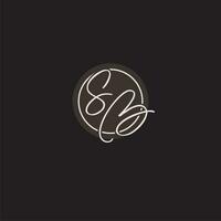 Initials SB logo monogram with simple circle line style vector