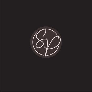 Initials SP logo monogram with simple circle line style vector