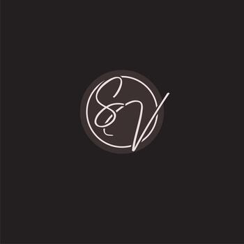 iniciales sv logo monograma con sencillo circulo línea estilo vector