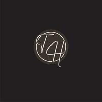 Initials TH logo monogram with simple circle line style vector