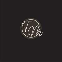 Initials TM logo monogram with simple circle line style vector