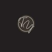 Initials TY logo monogram with simple circle line style vector