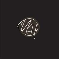 Initials UH logo monogram with simple circle line style vector