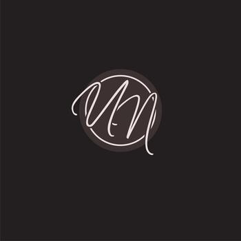 Initials UN logo monogram with simple circle line style vector