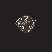 Initials UV logo monogram with simple circle line style vector