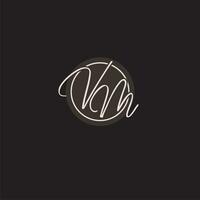 Initials VM logo monogram with simple circle line style vector