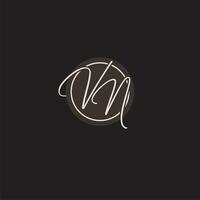 Initials VN logo monogram with simple circle line style vector