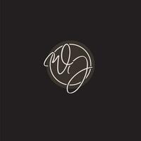 Initials WJ logo monogram with simple circle line style vector