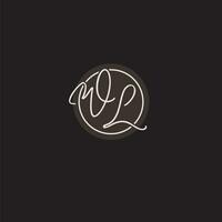 Initials WL logo monogram with simple circle line style vector