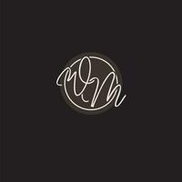 Initials WM logo monogram with simple circle line style vector