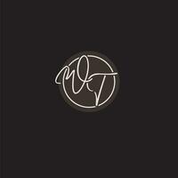 Initials WT logo monogram with simple circle line style vector