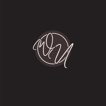 Initials WU logo monogram with simple circle line style vector