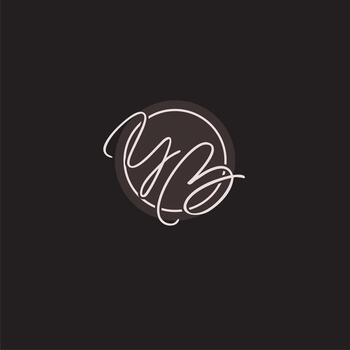 Initials YB logo monogram with simple circle line style vector