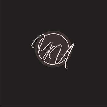 Initials YU logo monogram with simple circle line style vector