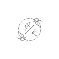 Initials XR monogram wedding logo with simple leaf outline and circle style vector