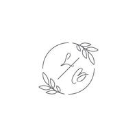 Initials LB monogram wedding logo with simple leaf outline and circle style vector