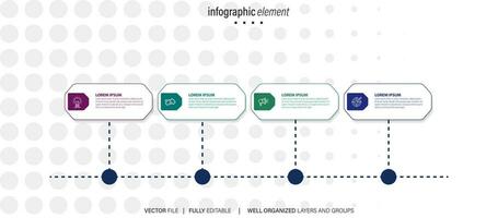 Vector infographic template with 3D paper label, integrated circles. Business concept with 4 options. For content, diagram, flowchart, steps, parts, timeline infographics, workflow, chart.