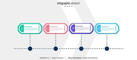 Vector infographic template with 3D paper label, integrated circles. Business concept with 4 options. For content, diagram, flowchart, steps, parts, timeline infographics, workflow, chart.