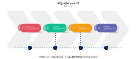 Vector infographic template with 3D paper label, integrated circles. Business concept with 4 options. For content, diagram, flowchart, steps, parts, timeline infographics, workflow, chart.