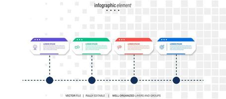 Business process infographic template. Thin line design with numbers 4 options or steps. Vector illustration graphic design