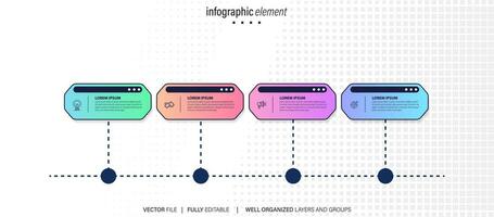 negocio proceso infografía modelo. Delgado línea diseño con números 4 4 opciones o pasos. vector ilustración gráfico diseño