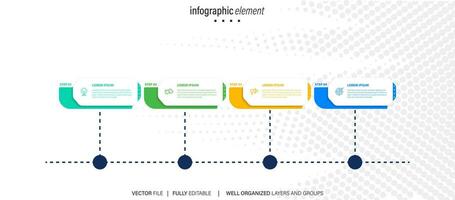 negocio proceso infografía modelo. Delgado línea diseño con números 4 4 opciones o pasos. vector ilustración gráfico diseño