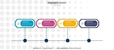 Business process infographic template. Thin line design with numbers 4 options or steps. Vector illustration graphic design