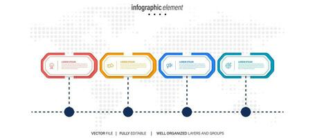 Business process infographic template. Thin line design with numbers 4 options or steps. Vector illustration graphic design